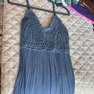 Chic Blue Crochet Maxi Dress